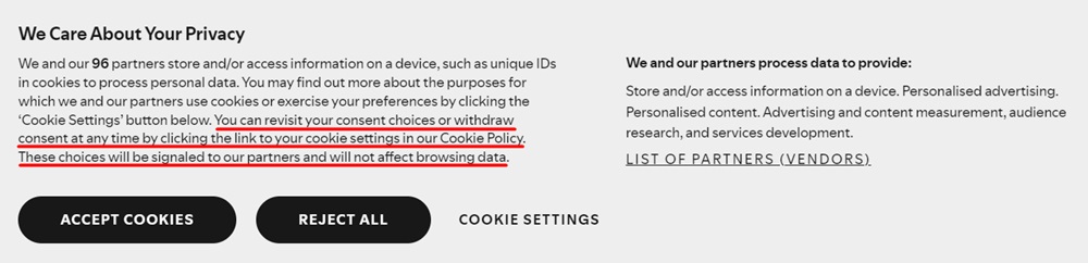 Spotify Cookie Notice Banner