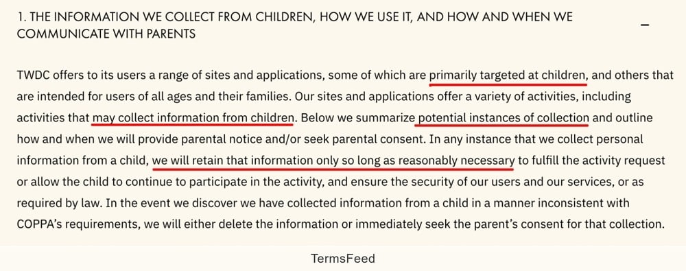 Walt Disney Childrens Privacy Policy: Information we collect from children how we use it and how and when we communicate with parents clause