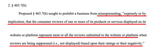 FTC Fake reviews rule Section 465 7 b