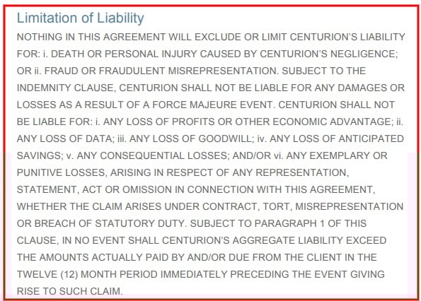 HubSpot EULA: Limitation of Liability clause