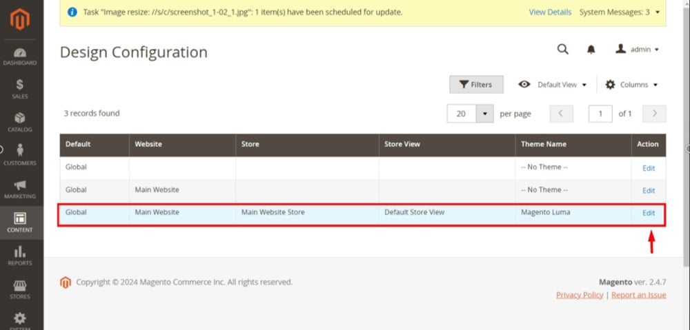 TermsFeed Magento 2 - Design Configuration - Default - Edit