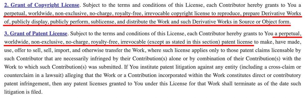 Apache License Grant of License clause