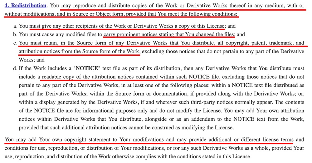 Apache License Redistribution clause