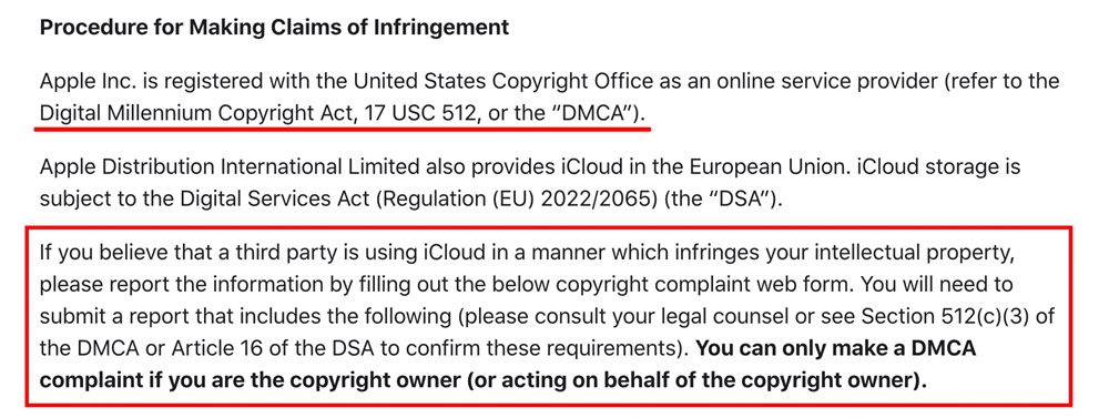 Apple DMCA info