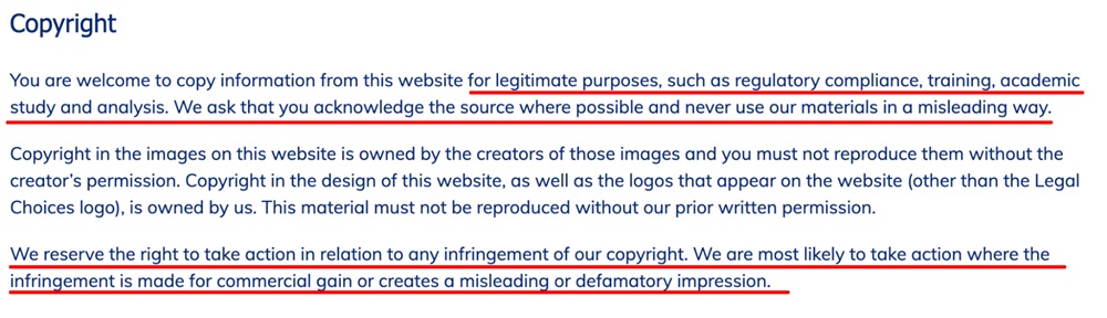 Costs Lawyer Standard Board Terms of Use Copyright clause