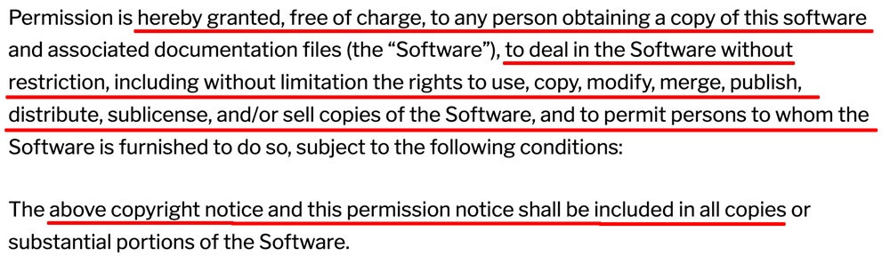 MIT License Grant of License clause