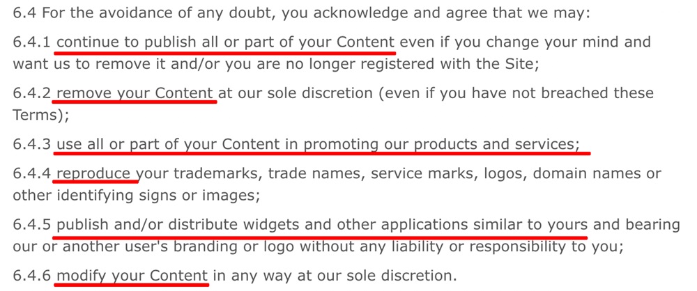 Palgrave Terms of Use UGC uses clause