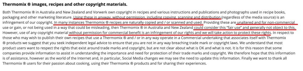 Thermomix Legal: copyright clause