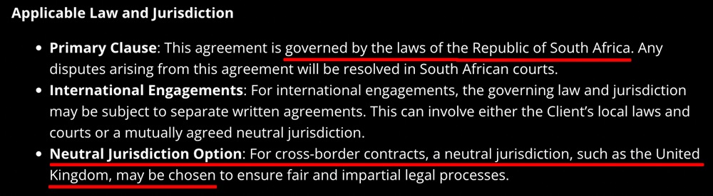 Brandon Barnard Photography Terms and Conditions: Applicable law and jurisdiction clause
