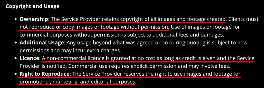 Brandon Barnard Photography Terms and Conditions: Copyright and usage clause