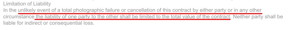 EPS Photography Terms and Conditions: Limitation of liability clause
