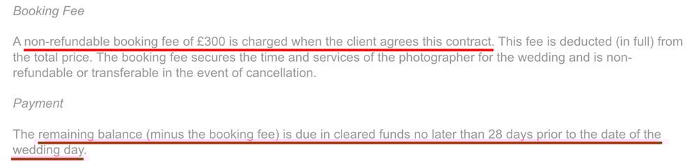 EPS Photography Terms and Conditions: Restocking Fee clause