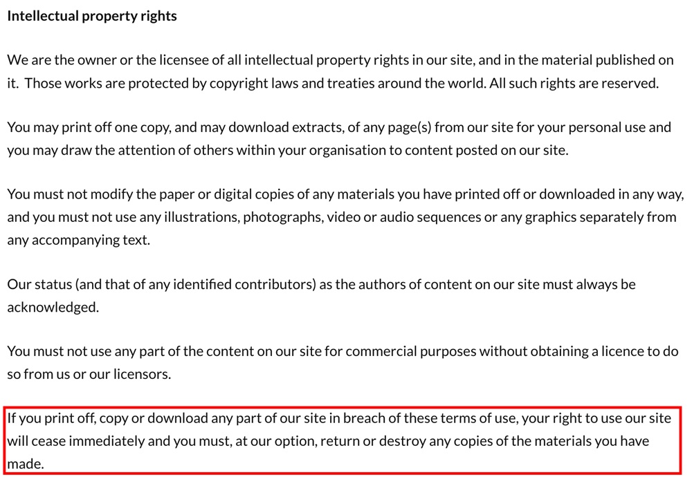 First Man Photography Terms and Conditions: Intellectual property rights clause