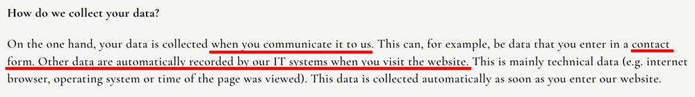 Julia and Gil Privacy Policy: How we collect data clause