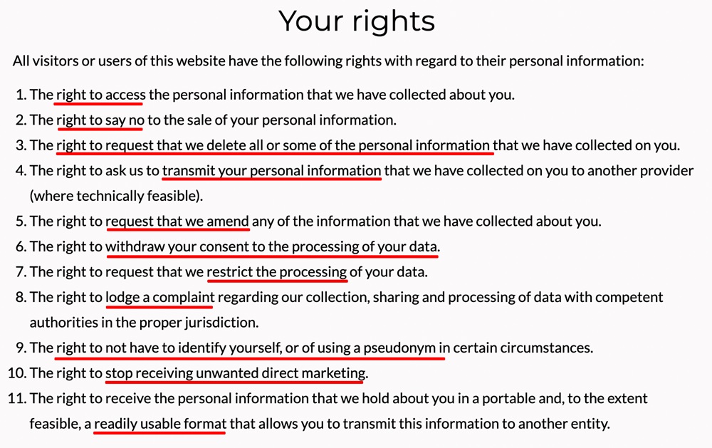 Katheryn Moran Photography Privacy Policy: User rights clause