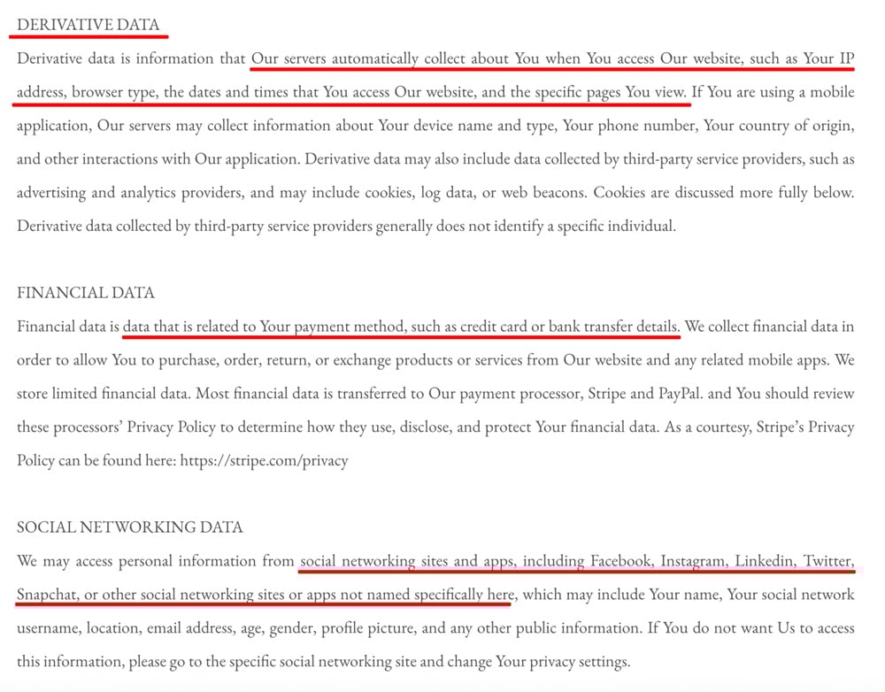 Kristen Bullard Photography Privacy Policy: Collected data clause