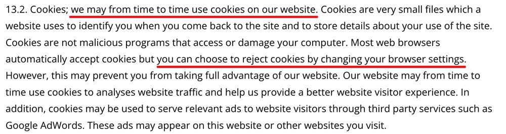 Mark Gunter Photography Privacy Policy: Cookies clause