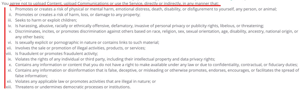 Pixabay Terms of Service: Content restrictions clause