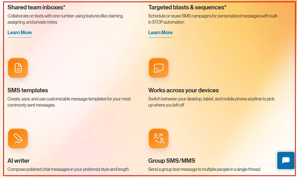 Screenshot of RingCentral services list