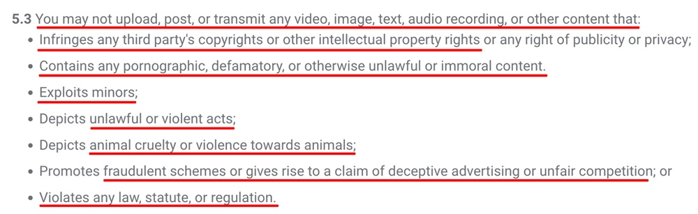 Shutterstock Terms of Use: Content restrictions clause