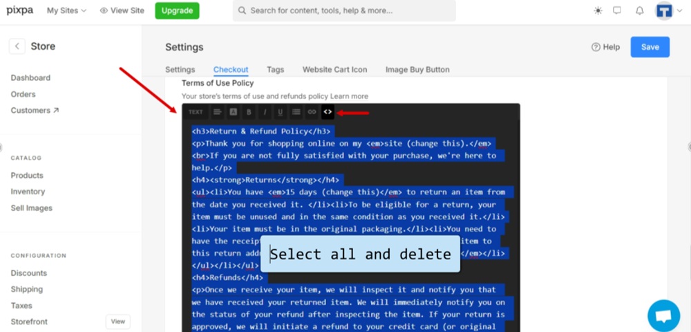 Video How To Add A Return And Refund Policy On Pixpa Checkout Termsfeed Video How To Add A Return And Refund Policy On Pixpa Checkout Termsfeed