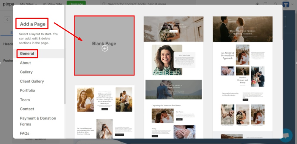 TermsFeed Pixpa - Website - Footer Menu - Add Page - General - Blank Page