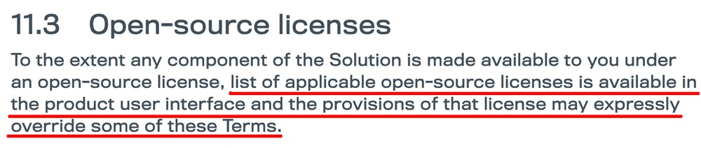 WithSecure Terms of Use: Open source licenses clause