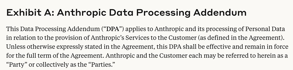 Anthropic API Terms of Service DPA