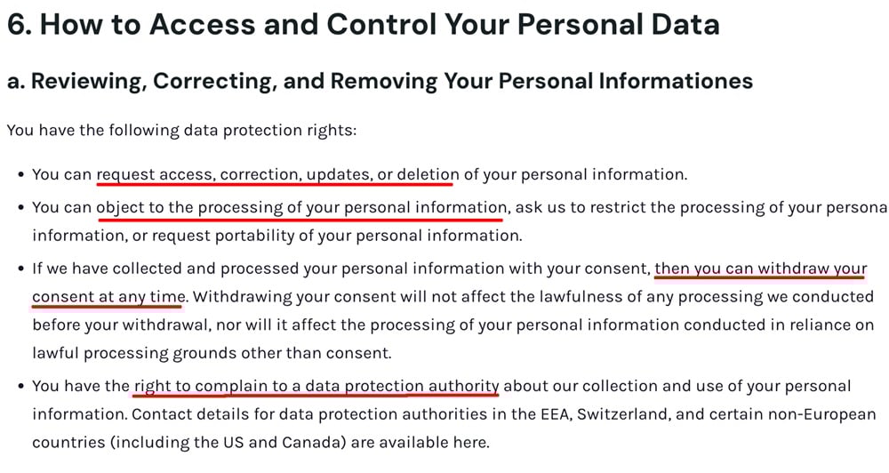 Constructed Education Privacy Policy: How to access and control your personal data clause