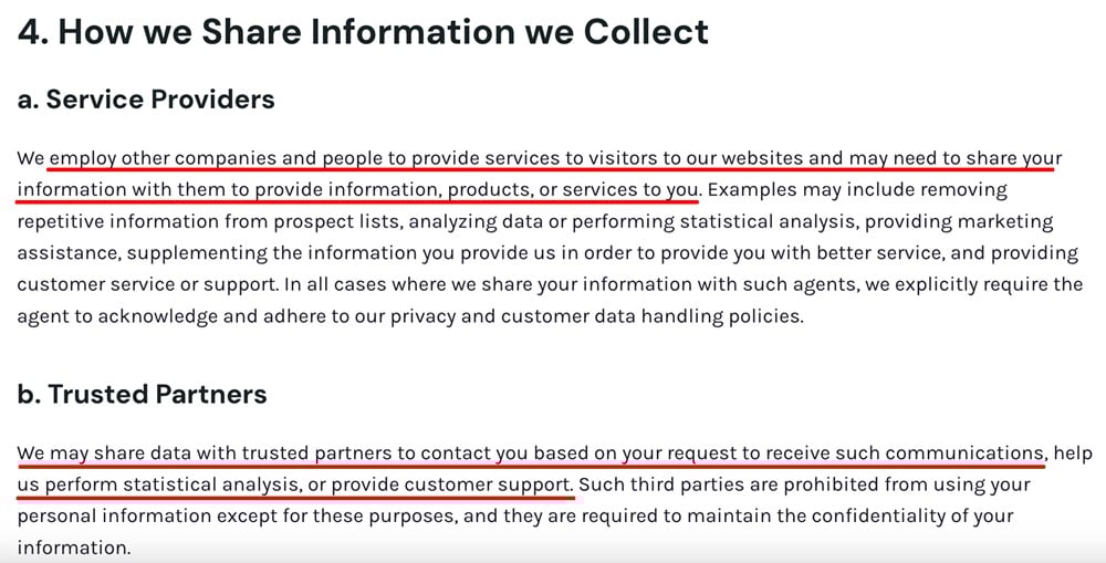 Constructed Education Privacy Policy: How we share information we collect clause