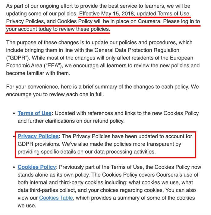 Coursera email excerpt