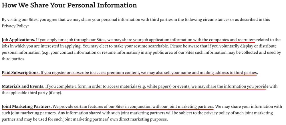 Education Week Privacy Policy: How we share your information clause