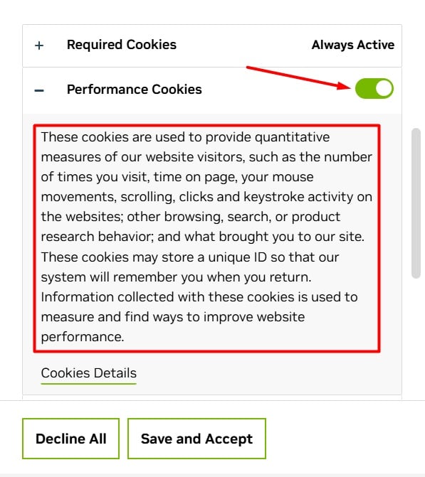 Nvidia Cookie Consent Banner