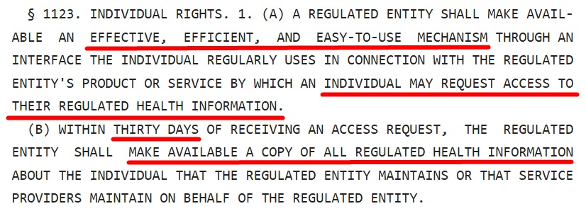 NY HIPA Individual rights section excerpt