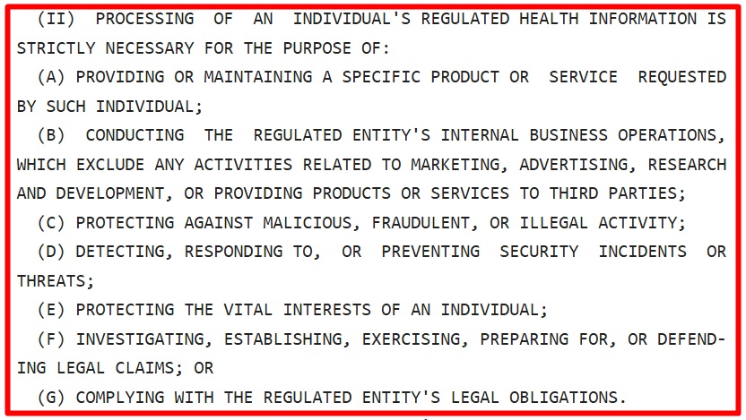 NY HIPA Processing strictly necessary purposes section