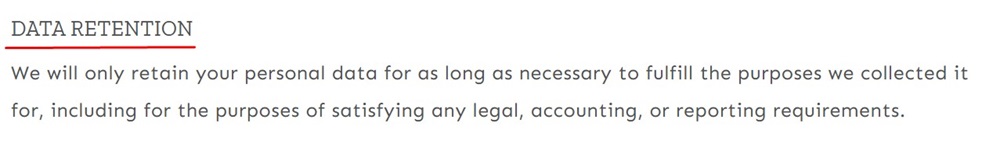 Abby Lawson Privacy Notice data retention clause