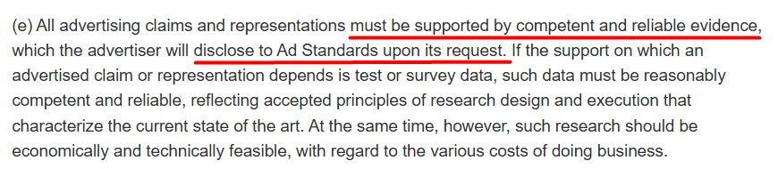 Ad Standards Code Section 1 e