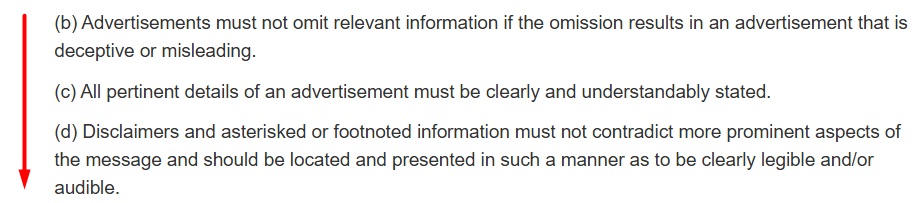 Ad Standards Code Section 1 excerpt