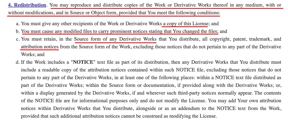Apache license redistribution section