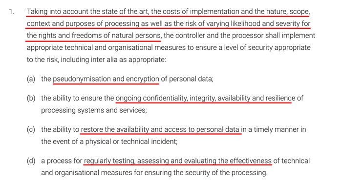 Article 32 of GDPR