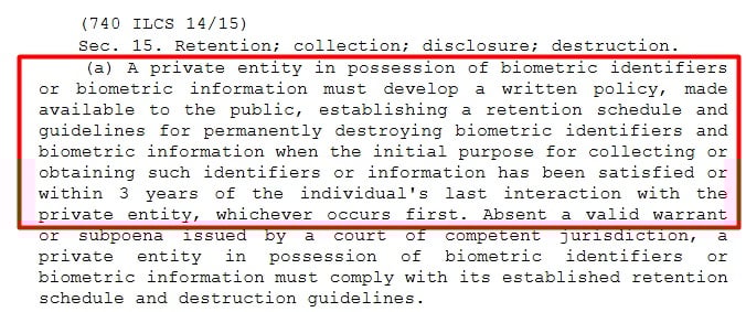 BIPA Section 15 a