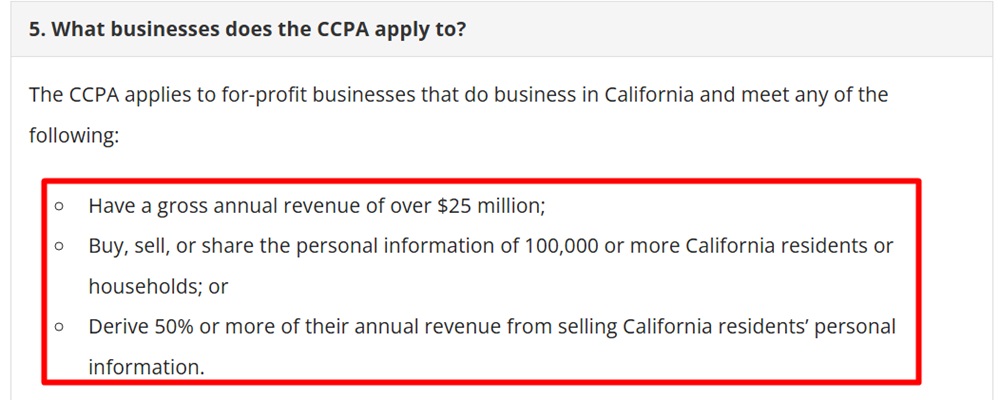 CA Attorney General: What businesses does the CCPA apply to
