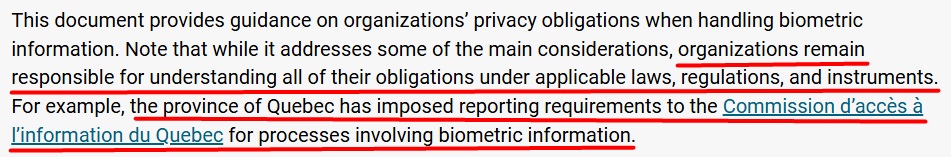 Canada draft guidance on biometrics excerpt 2