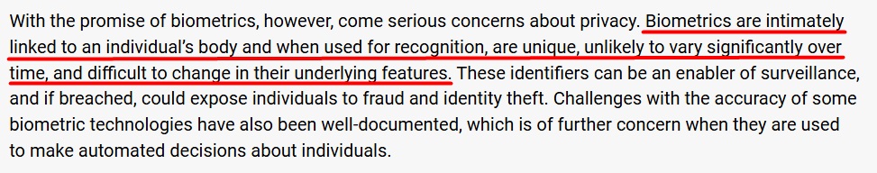 Canada draft guidance on biometrics