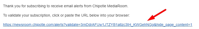 Chipotle double opt-in link