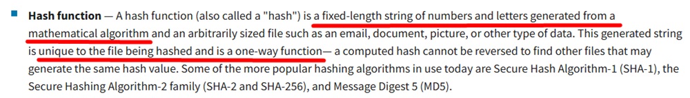 CISA Understanding Digital Signatures: Hash Function section