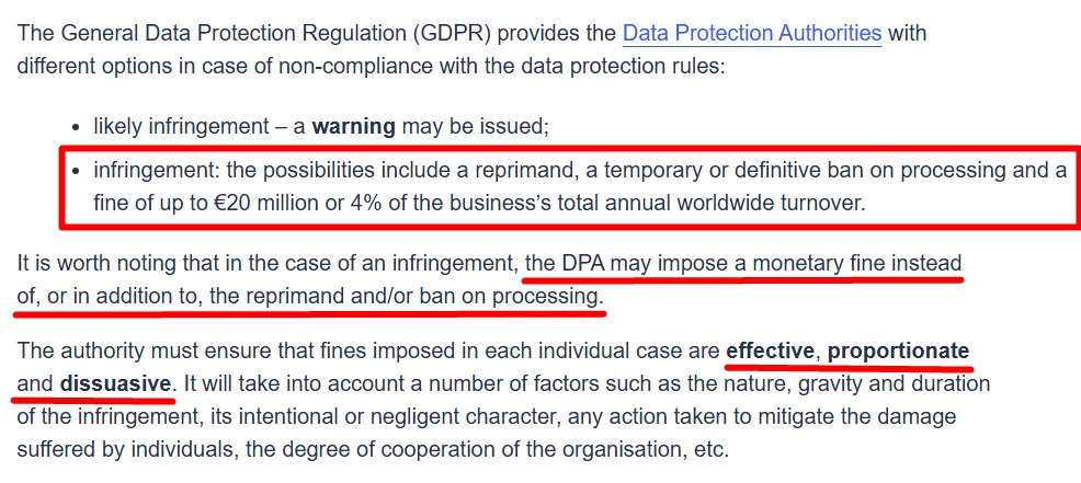 European Commission: Info on penalties for violating the GDPR