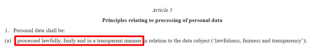 GDPR Article 5 excerpt 1