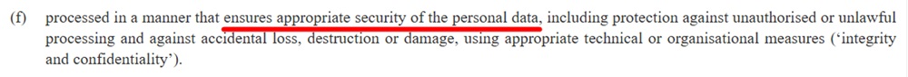 GDPR Article 5 section f