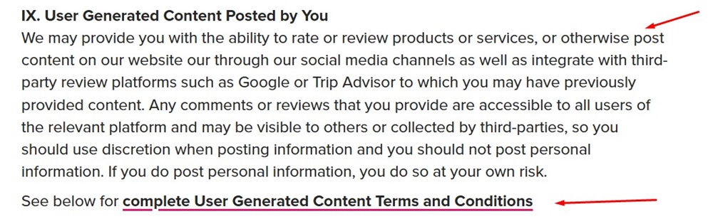 GMCVB Privacy Policy UGC clause